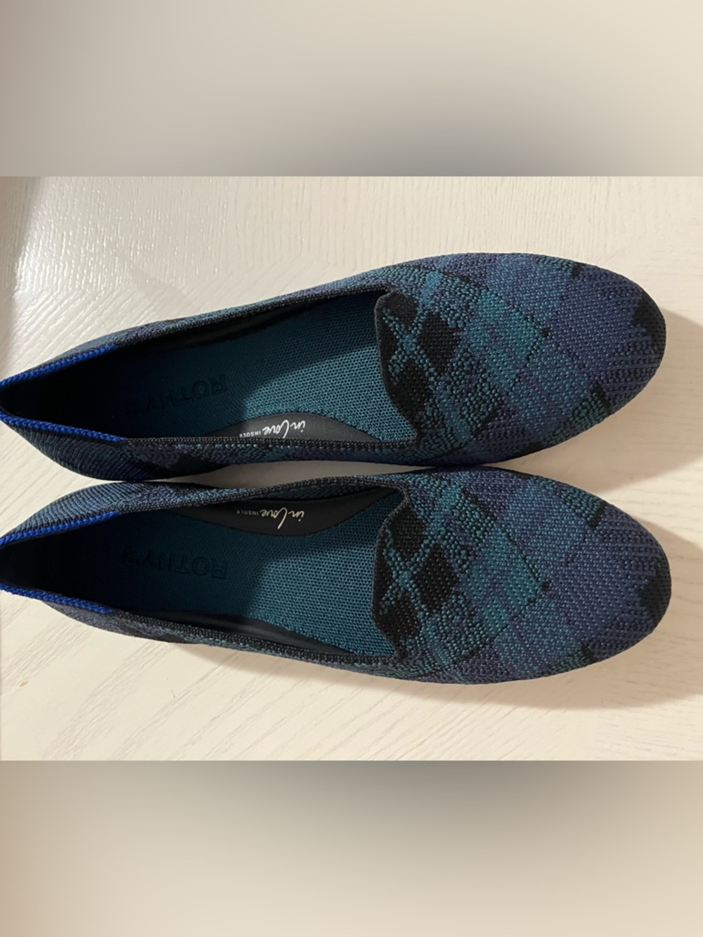 ROTHYS Navy Plaid Loafer, SIZE 8